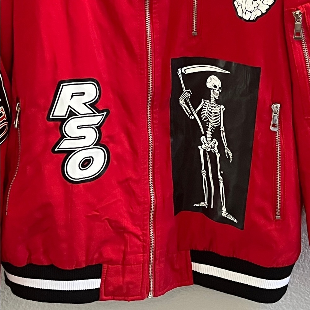 Rockstar Original Red Graphic Skeleton Bomber Jacket Size XL - Picture 4 of 6